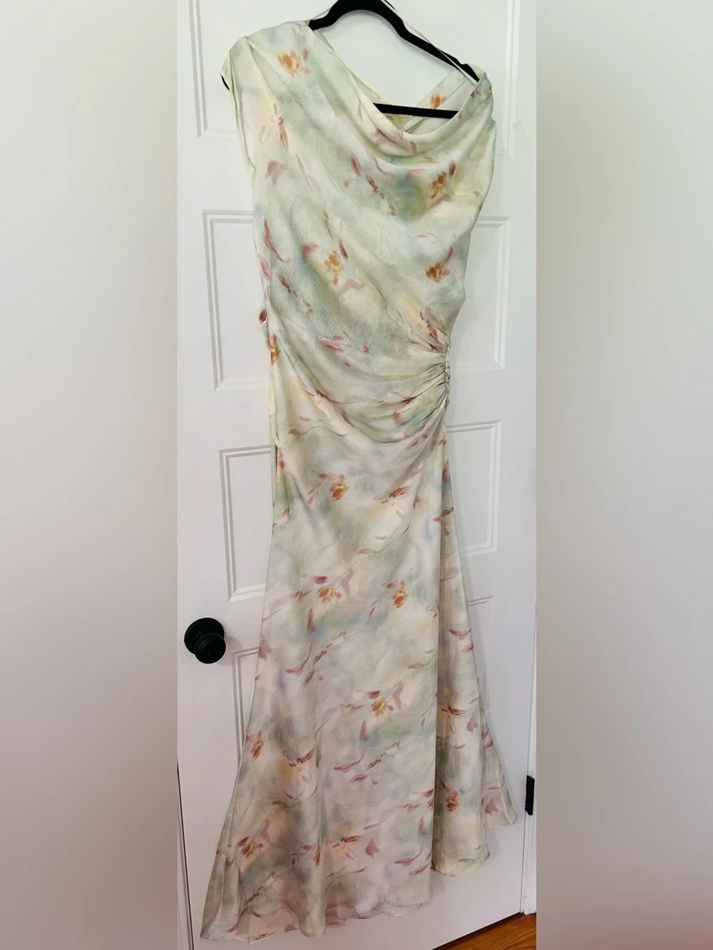 NWT Lucy Paris Aretha Gathered Floral Maxi Dress Cowl Neck Sz M Wedding Guest